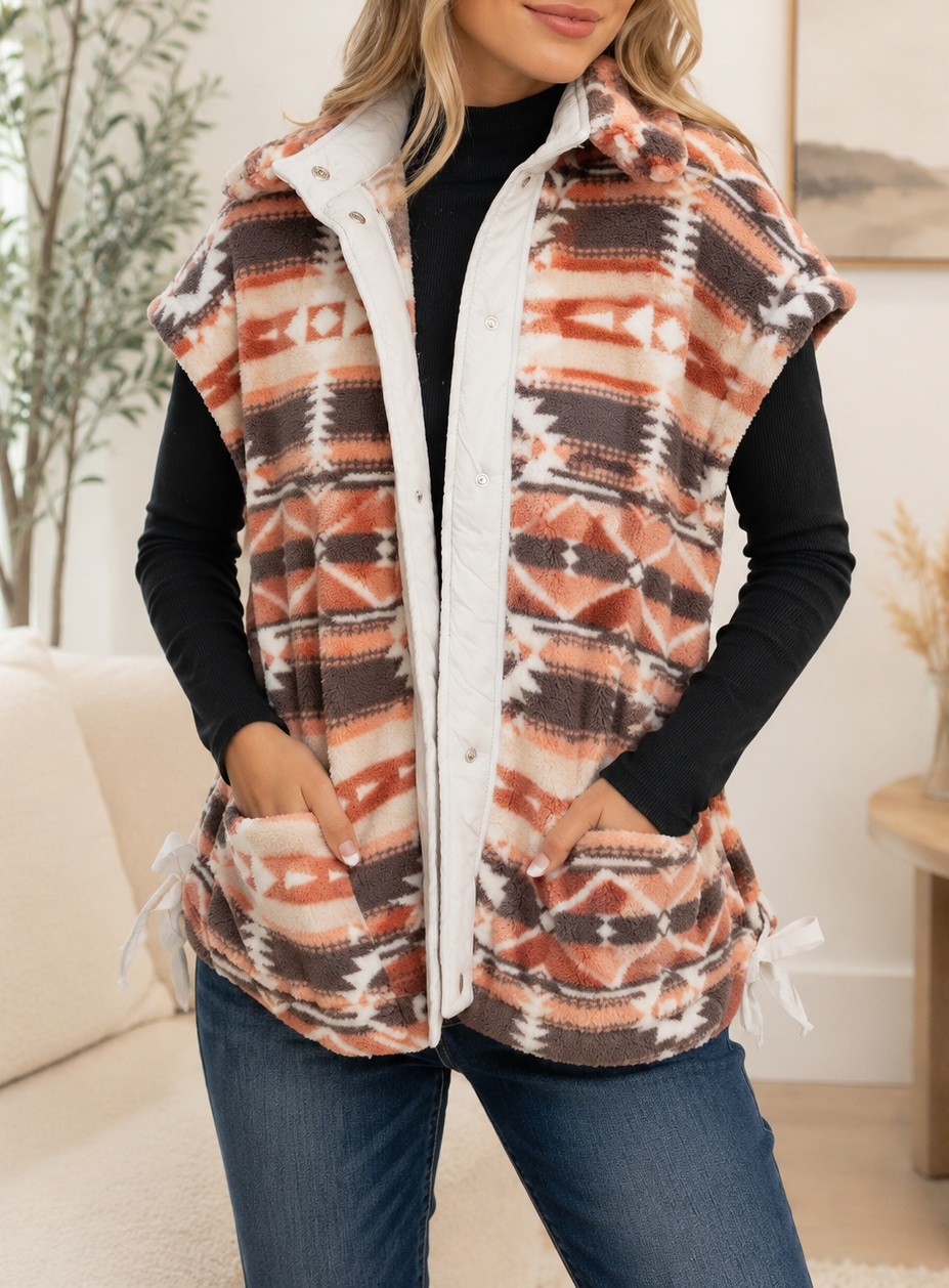 Geometric Button Vest