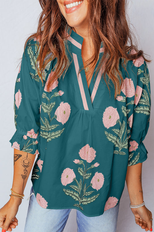 Green Casual Flower Blouse New RTS