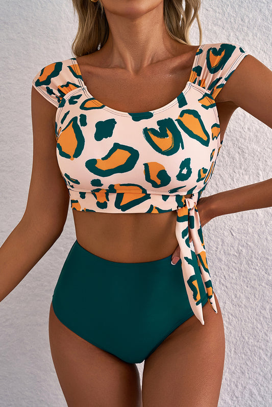 Green Leopard U Neck Bikini