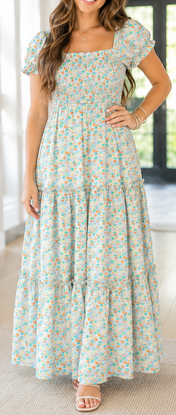 Floral Shirred Spring Maxi RTS