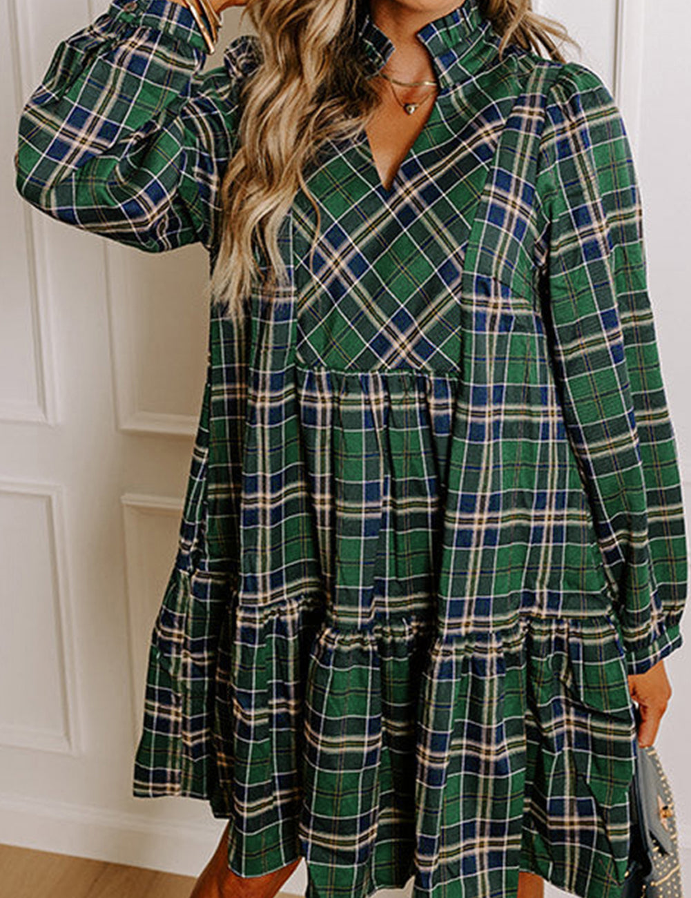 GreenPlaidFrillyDressSeptember..jpg
