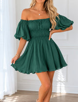 Green Bubble Sleeve Dress