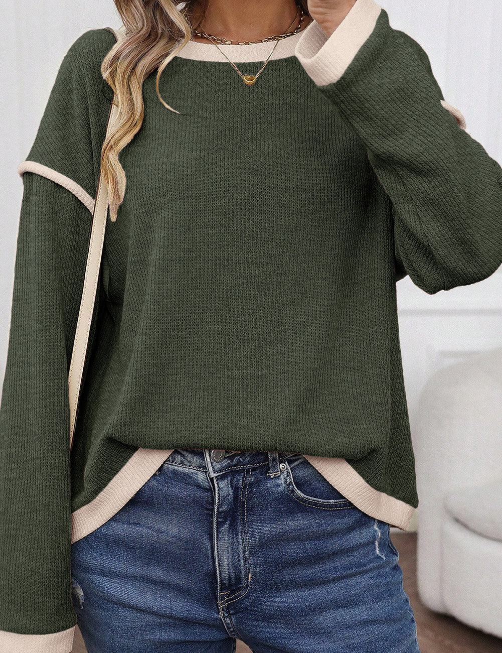 Contrast Loose Top