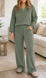 Green Ribbed Exposed Seam Plus Set