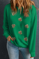 Green Sequin Clover Sweatshirt RTS