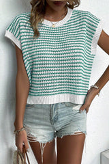 Green Stripe Ribbed Sweater