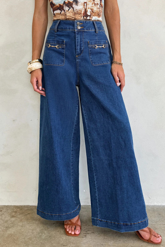 Hardware Decor Wide Leg Jeans New RTS