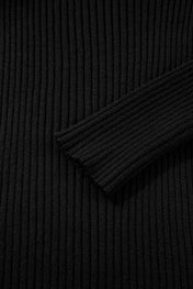 Black Ribbed Cold Shoulder