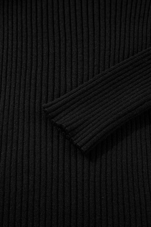 Black Ribbed Cold Shoulder