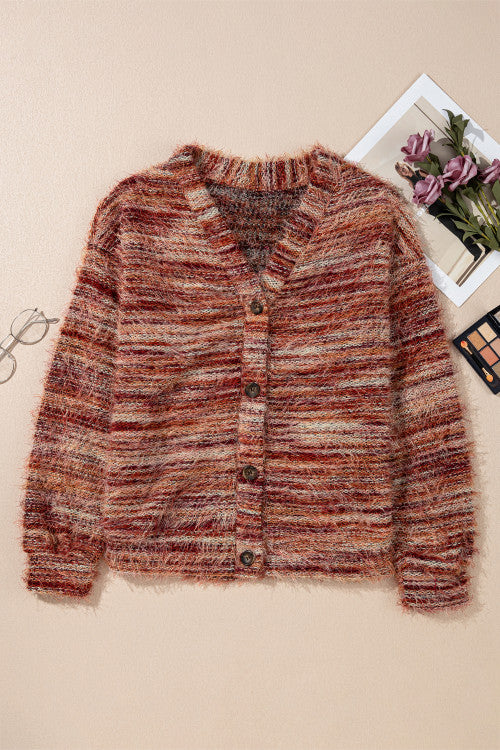 Fuzzy Striped Cardigan