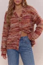 Fuzzy Striped Cardigan
