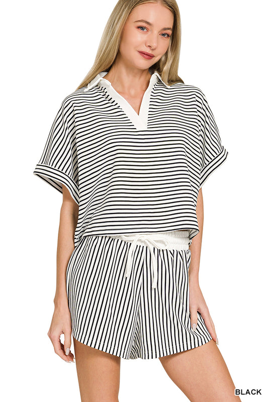 Striped- Collar Set Zenana New RTS