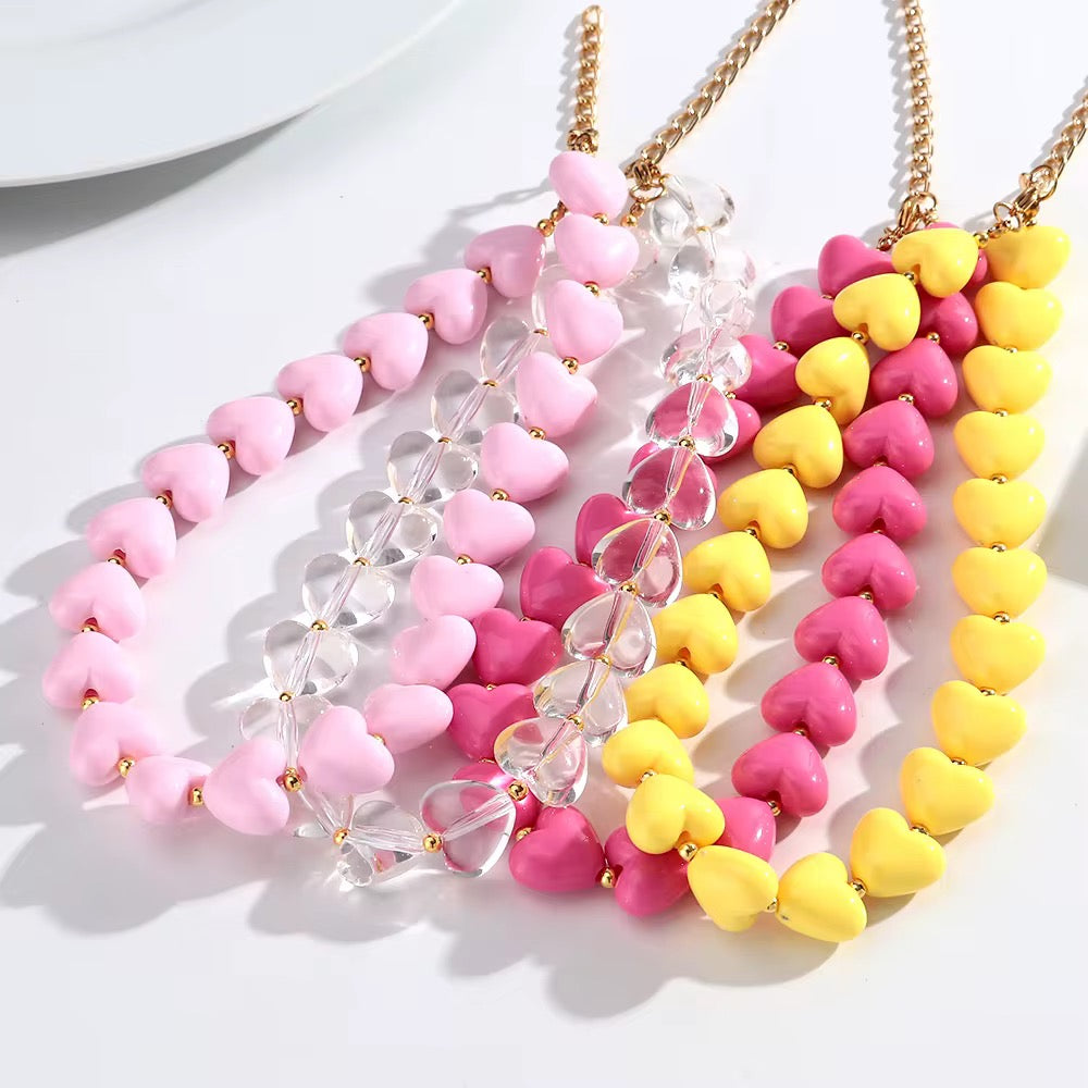 Heart Bead Choker Necklaces