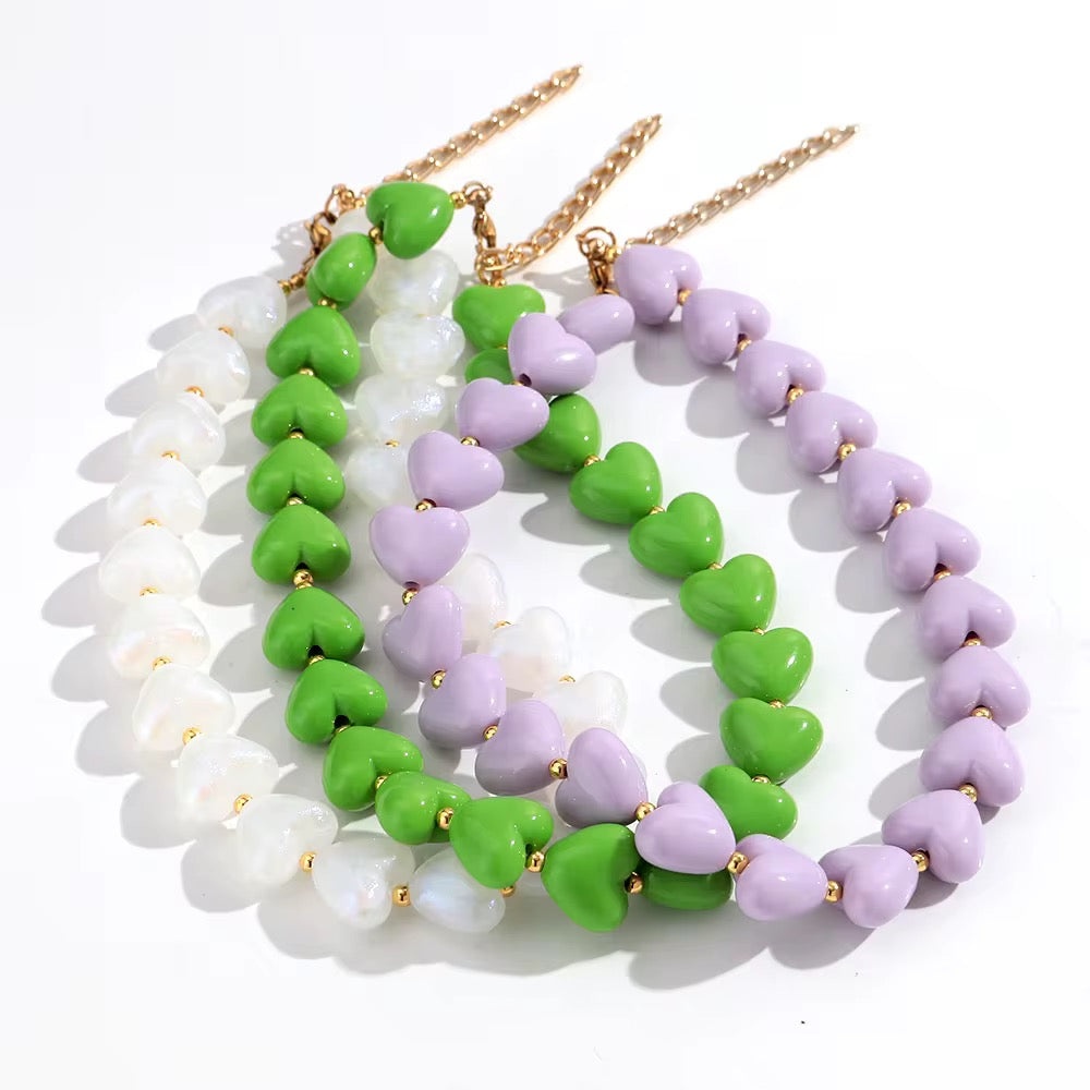 Heart Bead Choker Necklaces