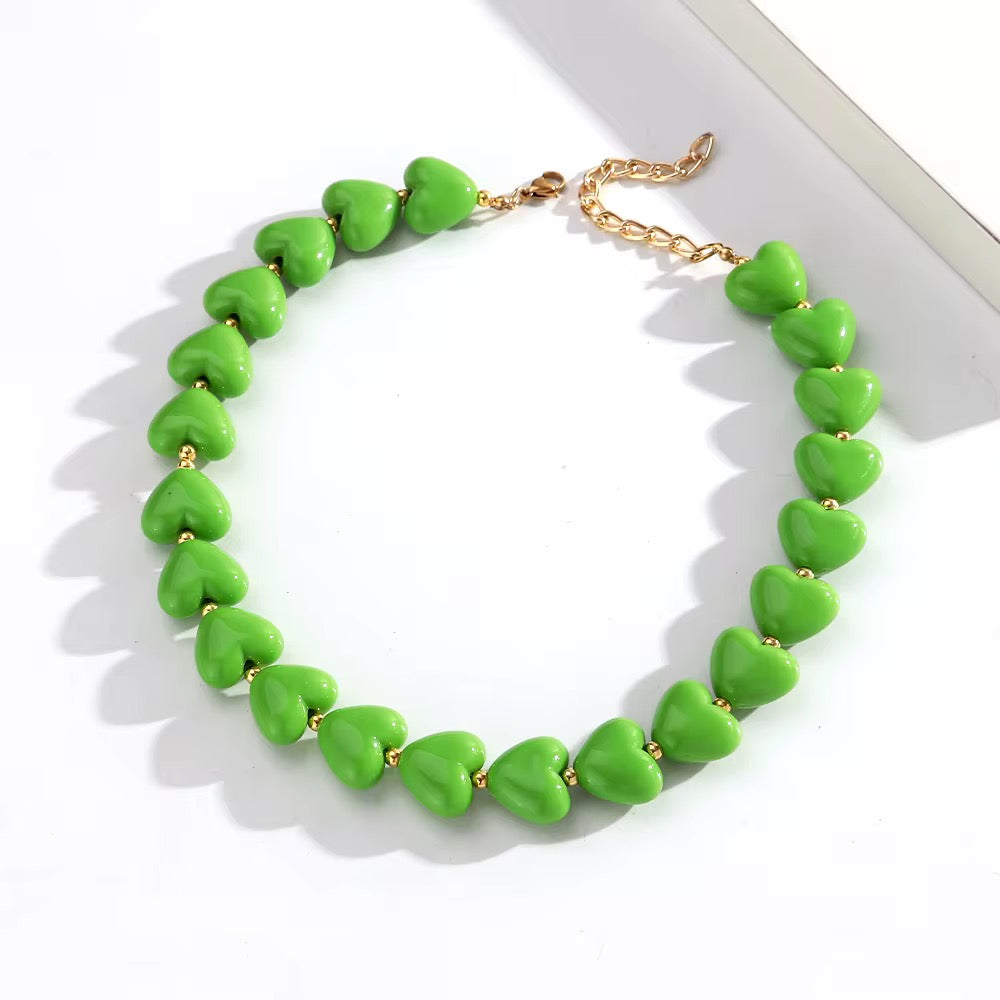 Heart Bead Choker Necklaces