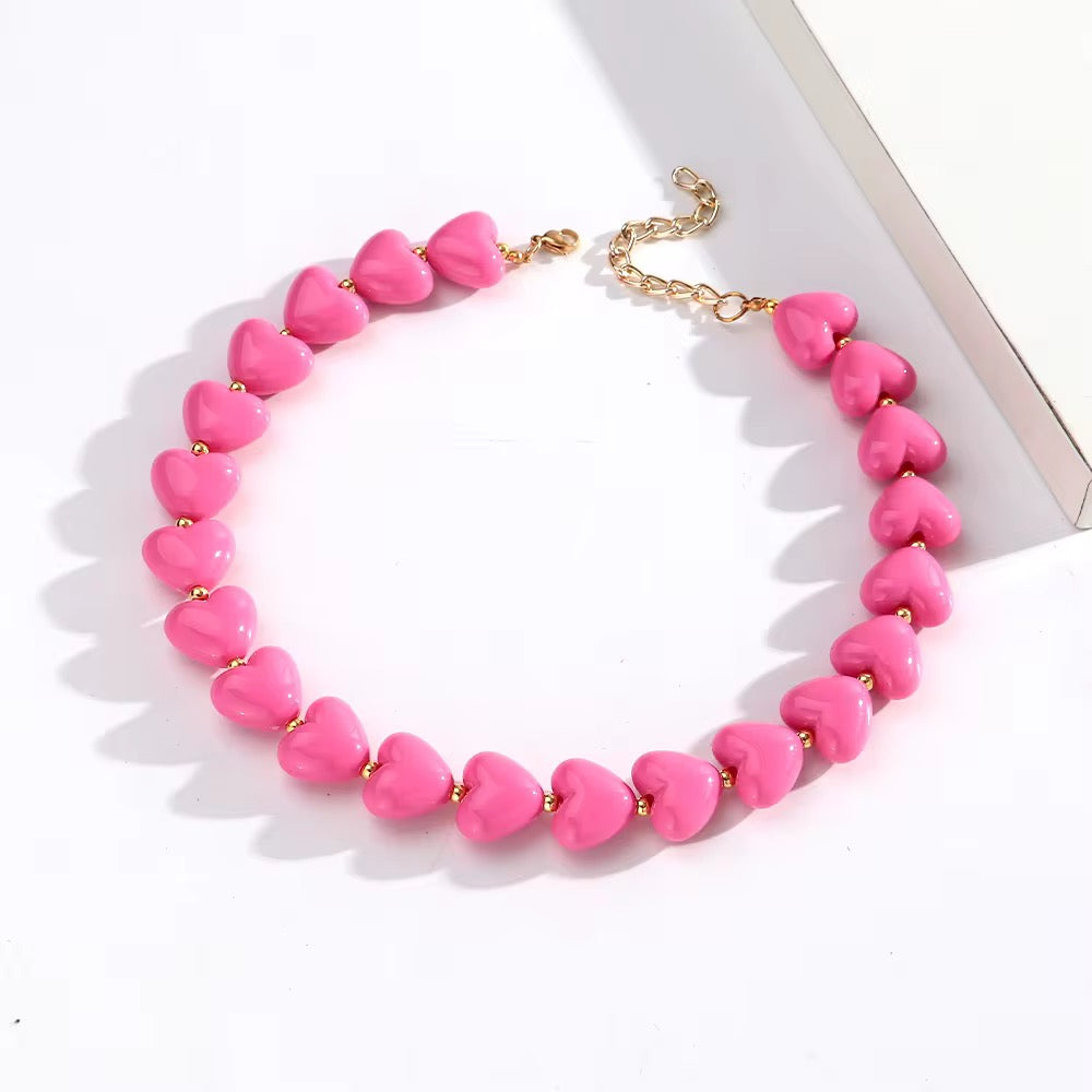 Heart Bead Choker Necklaces