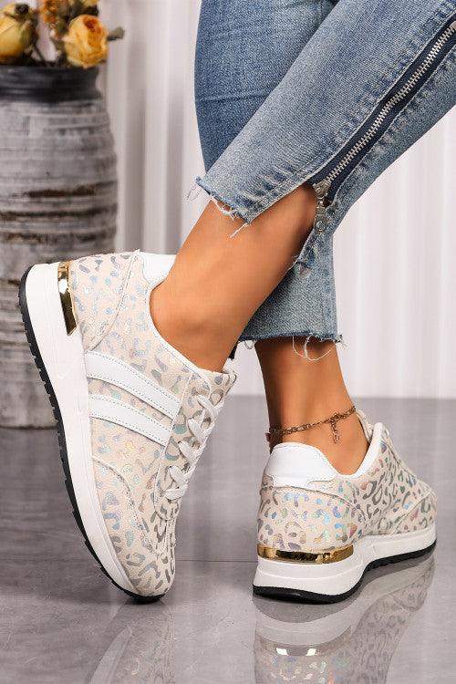 White Leopard Low Top Sneakers NEW RTS