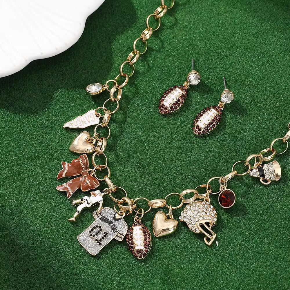 Football Necklace & Earring Set