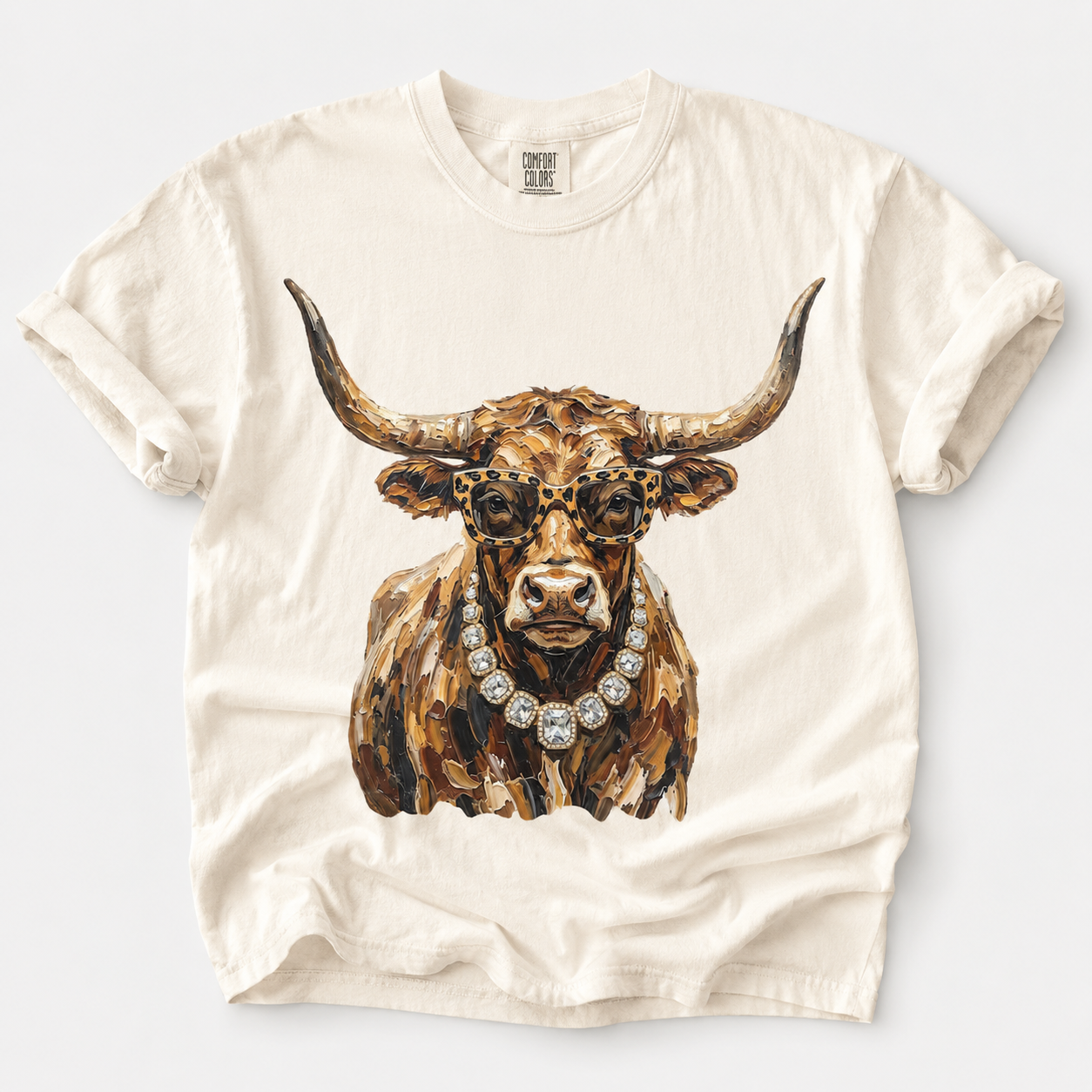 Rhinestone Necklace Cow Tee.
