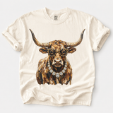 Rhinestone Necklace Cow Tee.