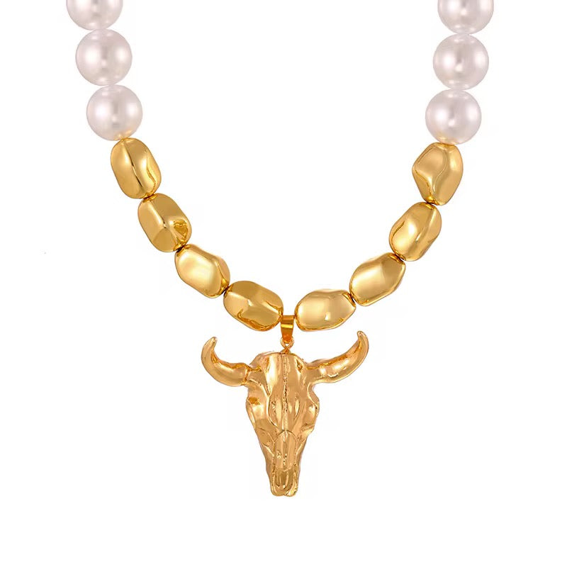 Pearl Beaded Longhorn Pendant