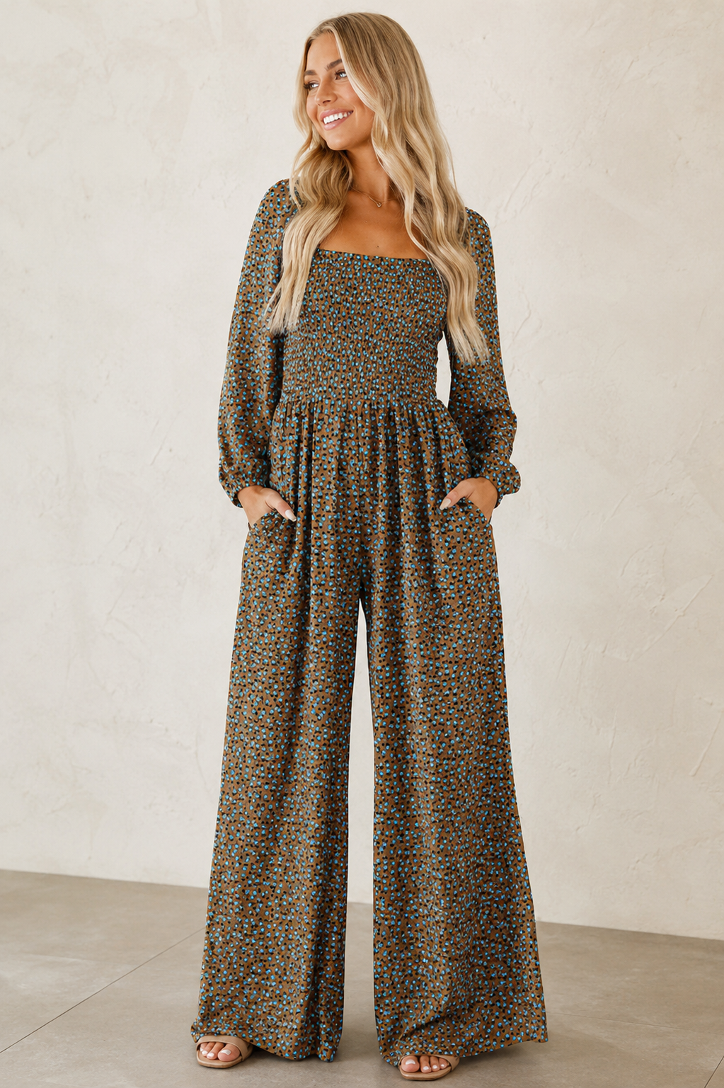 Floral Smocked Jumpsuit New RTS