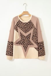 Leopard Star Color Block Top