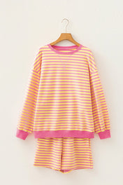 Yellow Stripe Round Neck Set