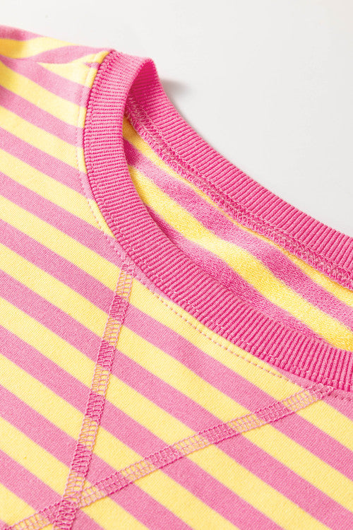 Yellow Stripe Round Neck Set