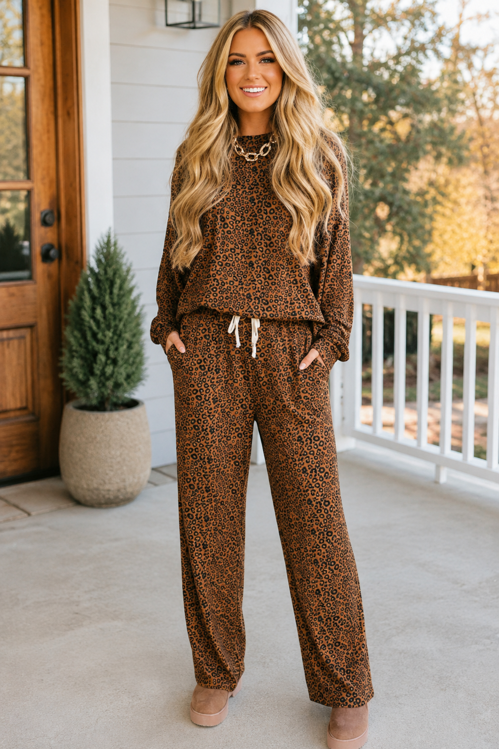 Leopard Print Pants Set