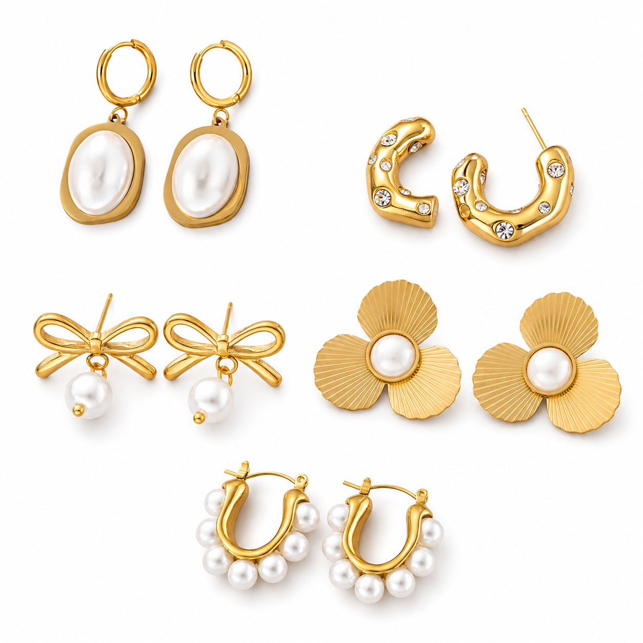 Pearl and Gold Earrings