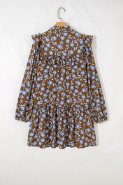 Brown Floral Button Down Dress