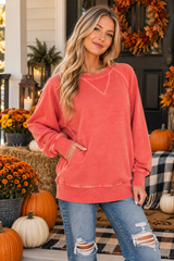 Pigment Dyed French Terry Pullover with Pockets Zenana
