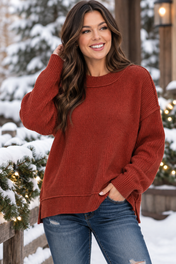 Exposed Seam Two Tone Zenana Sweater