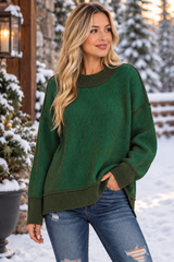Exposed Seam Two Tone Zenana Sweater