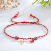 Woven Cross and Heart Charm Bracelet