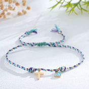 Woven Cross and Heart Charm Bracelet