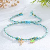 Woven Cross and Heart Charm Bracelet