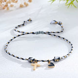 Woven Cross and Heart Charm Bracelet