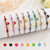 Woven Cross and Heart Charm Bracelet