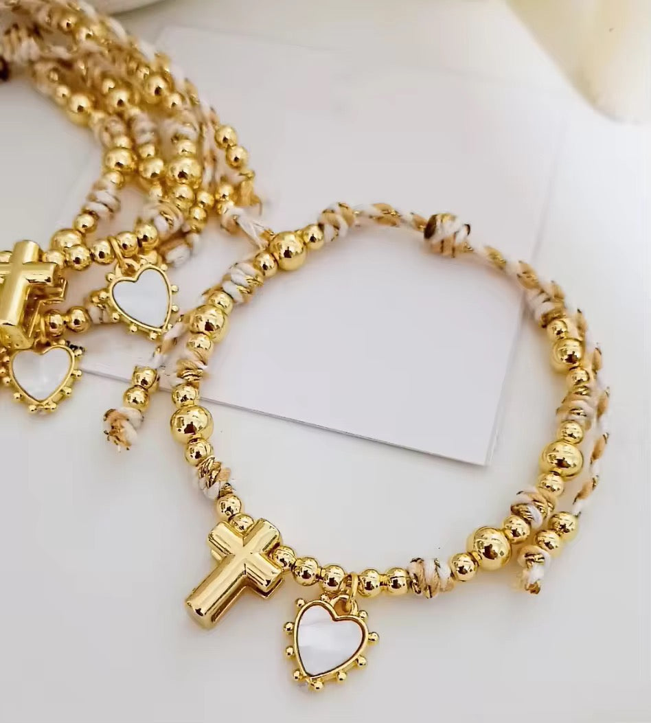 Heart Cross Rope Bracelet