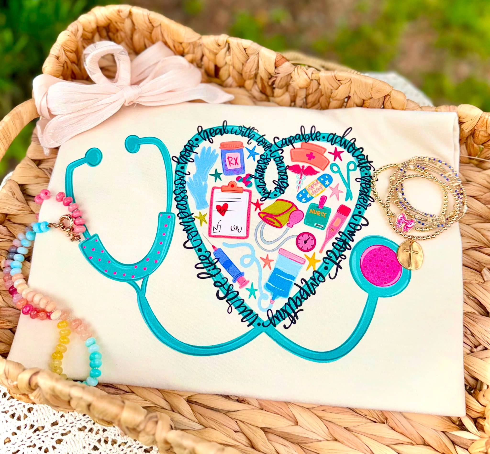 Stethoscope Heart Nurse Tee.