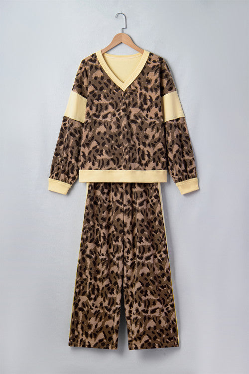Leopard V Neck Set