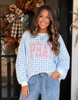 Blue Plaid Pray Sweatshirt