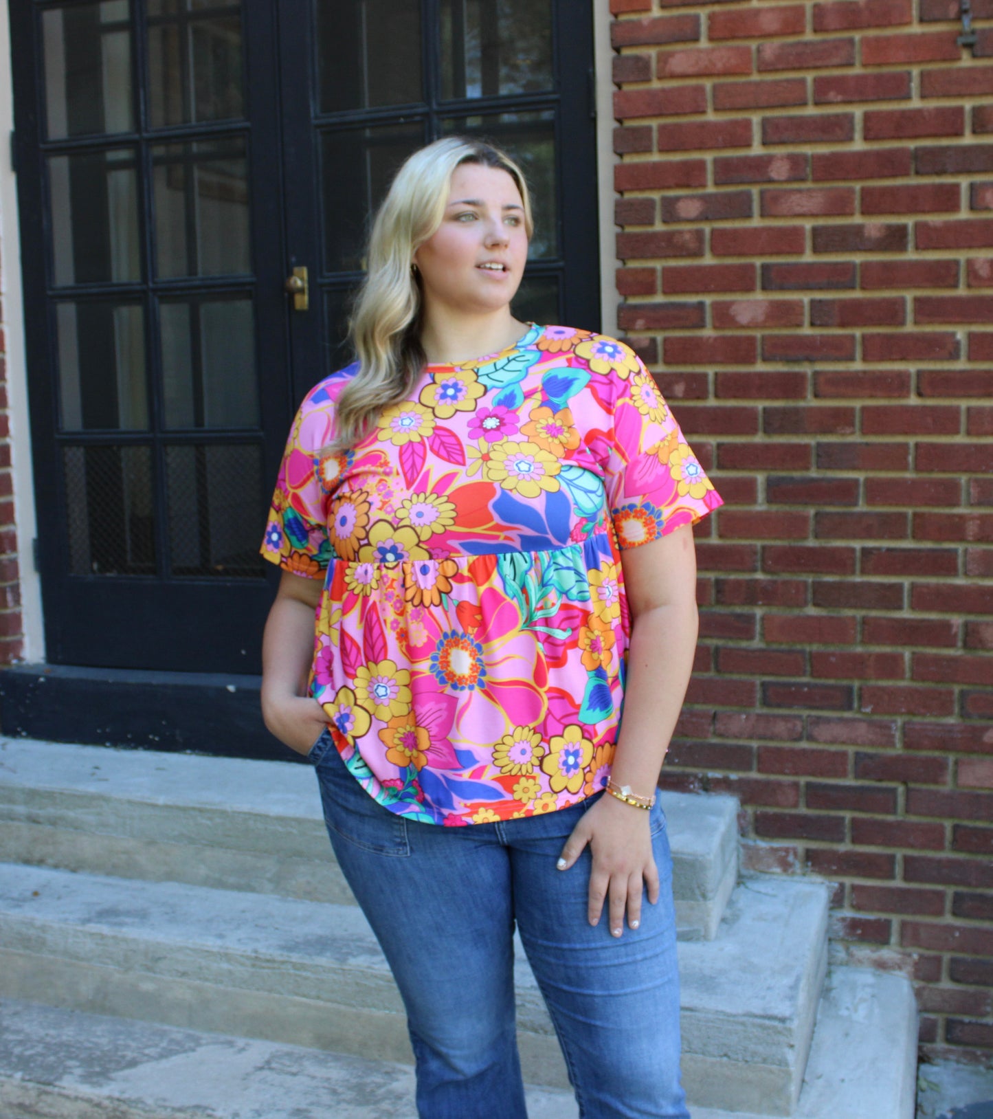 Floral Plus Size Babydoll Top RTS