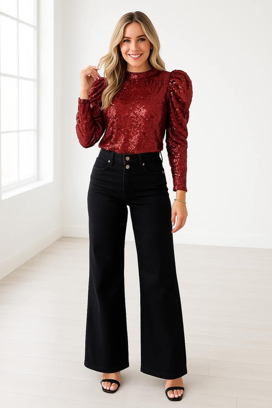 Black High Waist Flares New RTS