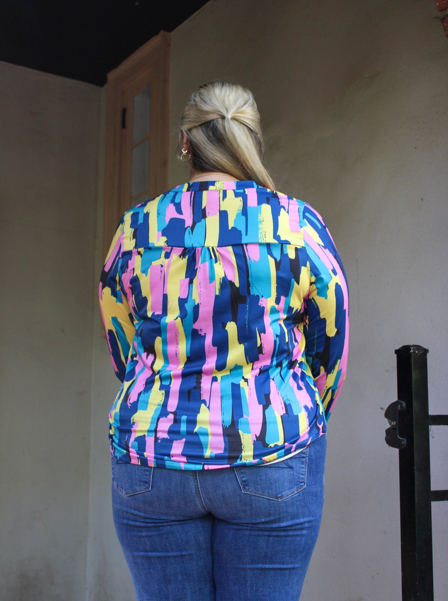 Abstract Plus Size Blouse RTS