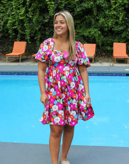 Floral Puff Dress RTS