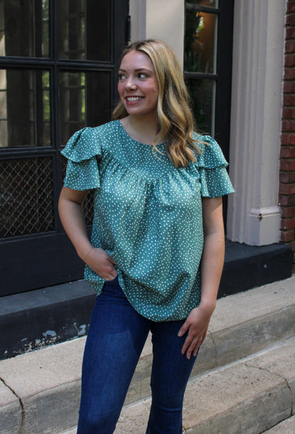Green Dotted Blouse RTS