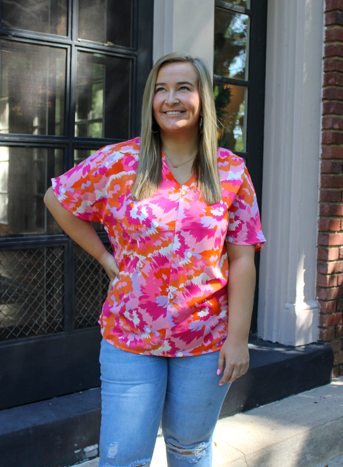 Pink and Orange Blouse RTS